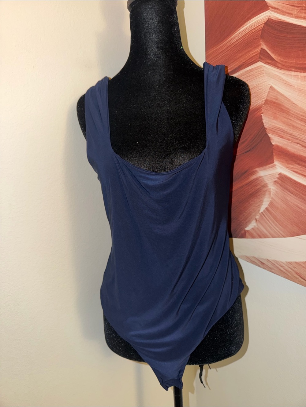 Women’s Navy Blue Drape Bodysuit